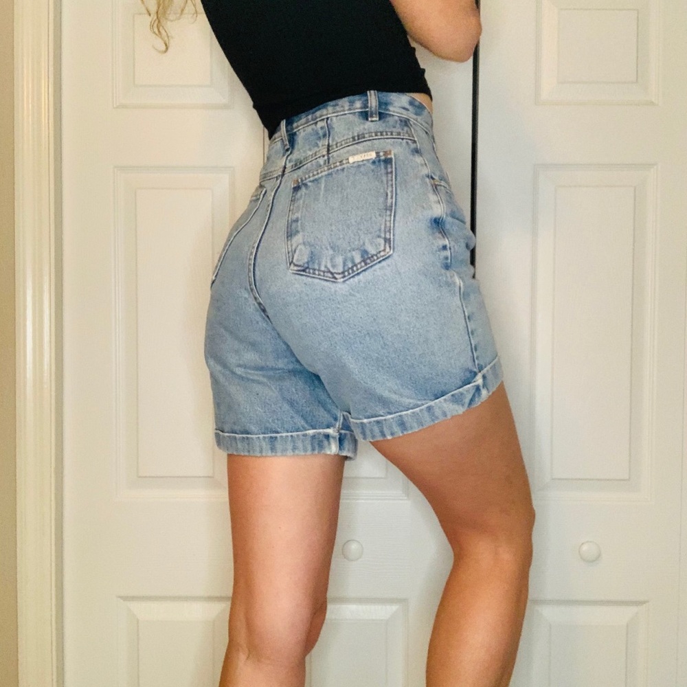 90s vintage biker style denim shorts